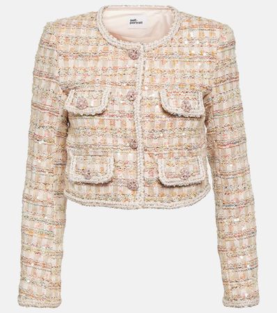 Sequin Boucle Jacket in Pink - Self Portrait | Mytheresa