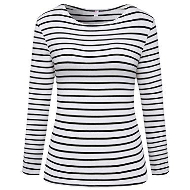 Women's Long Sleeve Striped T-Shirt Tee Shirt Tops Slim Fit Blouses at Amazon Women’s Clothing store: