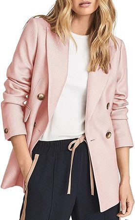 Womens Casual Blazers Open Front Long Sleeve Double Breasted Twill Blazer Work Office Jackets at Amazon Women’s Clothing store