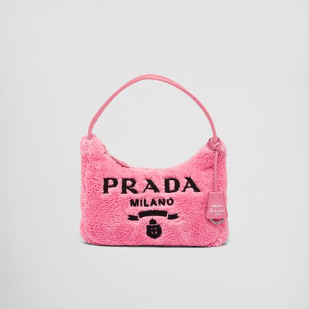 Petal Pink/black Re-Edition 2000 terry mini-bag | Prada
