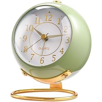 Amazon.com: Tetino Analog Alarm Clocks,Retro Backlight Cute Simple Design Small Desk Clock with Night Light,Silent Non-Ticking,Battery Powered,for Kids,Bedroom,Travel,Kitchen,Bedside Desktop.(Green) : Home & Kitchen