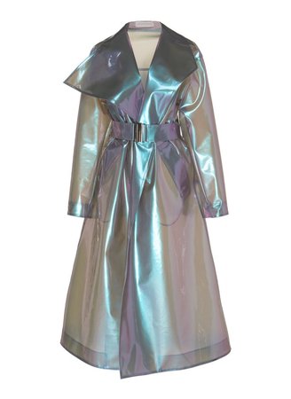 belted iridescent PVC coat raincoat. Ralph and Russo
