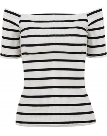 White Off The Shoulder Striped T-shirt - abaday.com