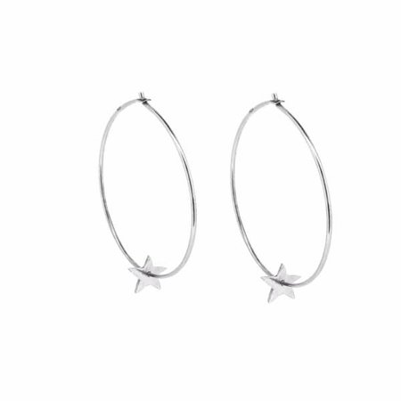 Tiny Hoop Star Earrings Silver | Yvonne Henderson Jewellery | Wolf & Badger