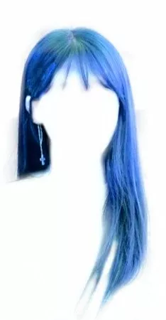 Electric Blue Hair - Straight with bangs (HVST edit)