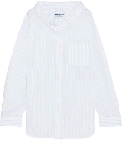 Oversized Striped Cotton-jacquard Shirt - White