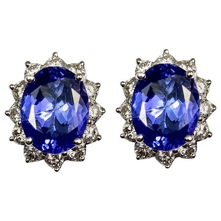 Tanzanite and Diamond Earrings For Sale at 1stdibs