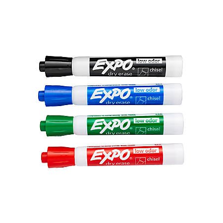 EXPO Low Odor Dry Erase Markers Chisel Point Assorted Colors Pack Of 4 - Office Depot