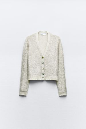 KNIT CARDIGAN WITH SEQUINS - Silver | ZARA United States