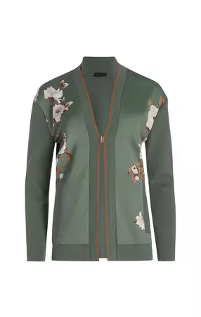 Buy Ming Cardigan With Floral-Print Satin Front online - Carlisle Collection