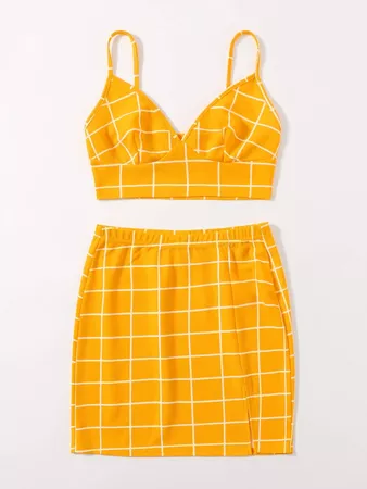 Grid Cami Top & Skirt Set | SHEIN USA