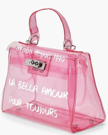 boohoo pink clear bag