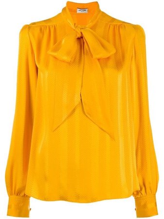 yellow Saint Laurent monogram silk shirt