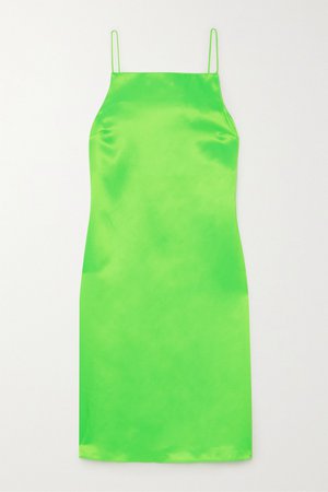 Bright green Neon satin dress | Kwaidan Editions | NET-A-PORTER