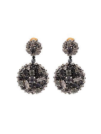 Black Jeweled Disk Earrings - Earrings - Jewelry