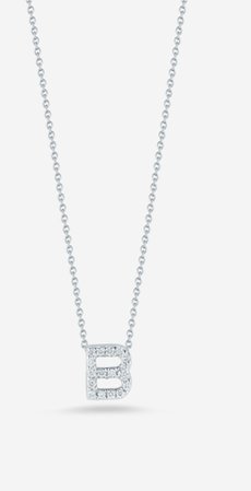 diamond silver necklace letter B