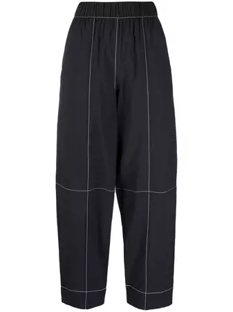 GANNI contrast-stitching Straight Trousers