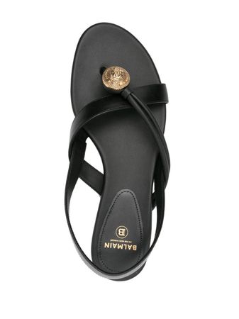 Balmain embossed-button Leather Sandals - Farfetch
