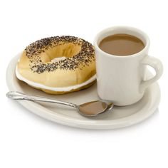 Breakfast Plate Coffee Mug And Bagel With Cream Cheese (2.305 RUB) ❤ liked on Polyvore featuring home, kitchen & dining and food