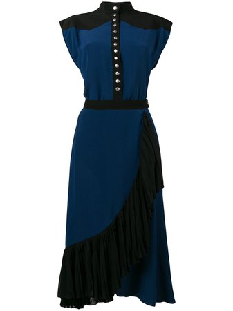 Shop blue Givenchy ruffle trim wrap dress with Express Delivery - Farfetch