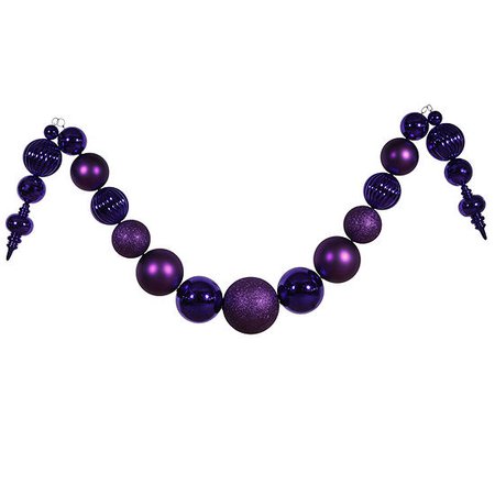 Vickerman 14' Purple Shiny/Matte Ball Christmas Garland
