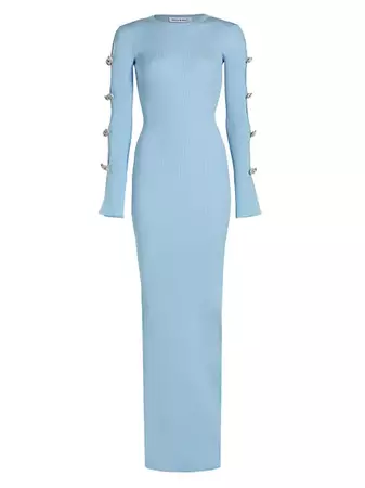 Shop Mach & Mach Crystal Bow Cut-Out Maxi Dress | Saks Fifth Avenue