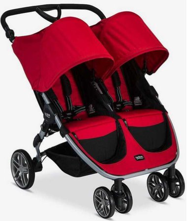 twin baby stroller red