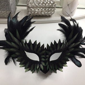 Serpent Goddess Mask Green Feather Mask Masquerade Mask | Etsy