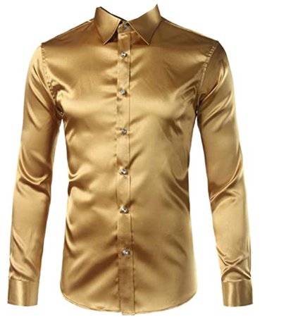 gold silk button-up shirt - cloud9
