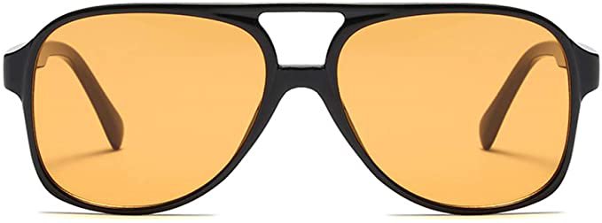 Amazon.com: Retro Inspired Clear Yellow Sunglasses Amber Tinted Lenses Night Driving Glasses (Yellow / Orange, 60): Clothing