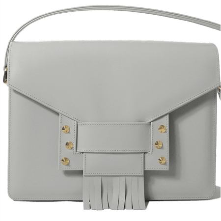Fashiontage - Grey Studded Leather Handbag