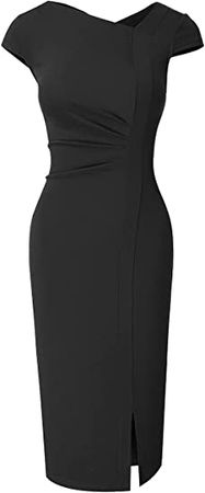 HOMEYEE Women Elegant Front SplitBusiness Formal Vintage Slim Dress B700 at Amazon Women’s Clothing store