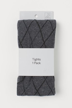 Fine-knit Tights - Dark gray/checked - Ladies | H&M CA