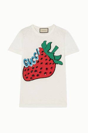 Gucci | Sequined printed cotton-jersey T-shirt | NET-A-PORTER.COM