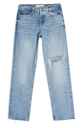 Topshop Ripped Straight Leg Raw Hem Jeans | Nordstrom