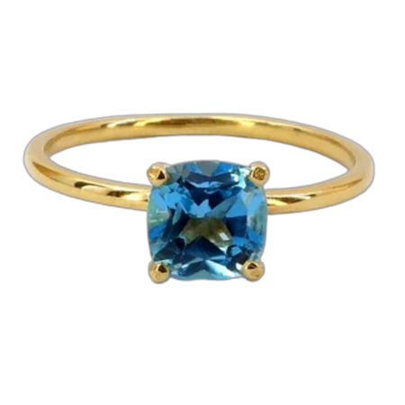 Blue Topaz Ring / 9k 14k 18k Gold Natural Swiss Blue Topaz Gemstone Ring / Genuine Swiss Blue Topaz / November Birthstone / Promise Ring