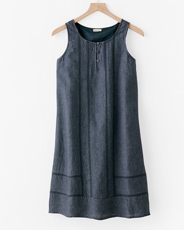 Lace-Inset Linen Dress | Garnet Hill