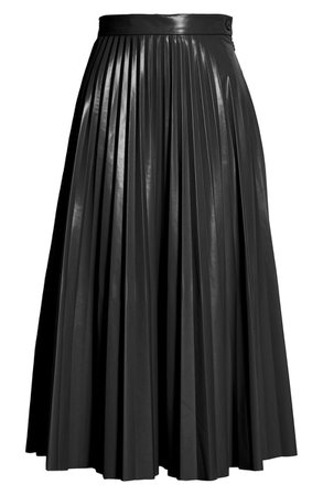 MM6 Maison Margiela Pleated Faux Leather Midi Skirt | Nordstrom