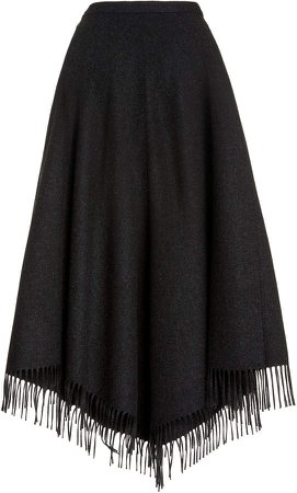 Michael Kors Collection Fringed Wool Fringe Blanket Skirt