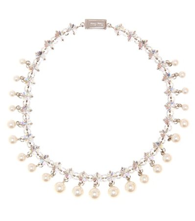 Crystal and faux pearl necklace
