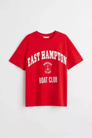 Printed T-shirt - Red/West Hampton - Ladies | H&M CA