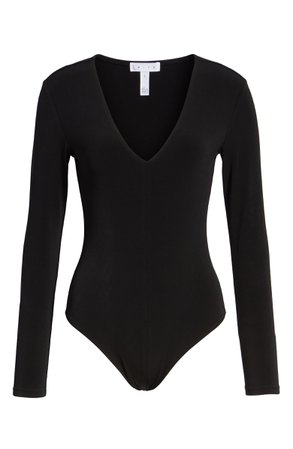 Leith Deep V-Neck Long Sleeve Bodysuit | Nordstrom