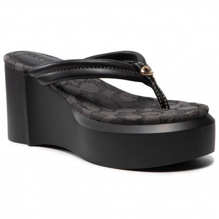 Tongs COACH - Franki Leather C2981 110042353EDC Black BLK - Tongs - Mules et sandales - Femme | chaussures.fr