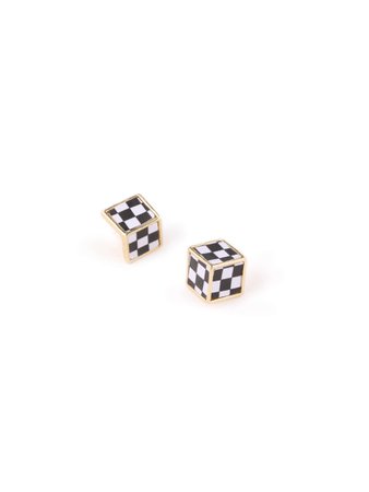 Cube Checkerboard Earrings - Cider