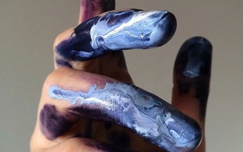 blue paint fingers