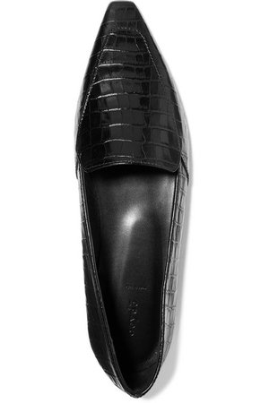 aeydē | Aurora glossed croc-effect leather loafers | NET-A-PORTER.COM