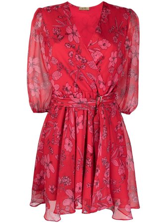 LIU JO hibiscus floral-print wrap dress
