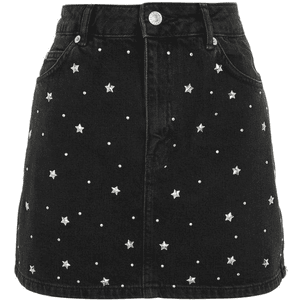 Mini Skirt Black Star Studded PNG