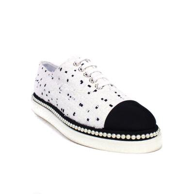 Chanel Pearl Sneakers White Multi Tweed Loafer Shoes 41 -US 10.5 | Pre - Luxury Resale Network