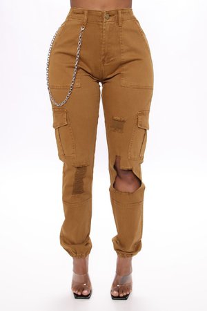 Yes Ma'am Cargo Joggers - Tan, Pants | Fashion Nova